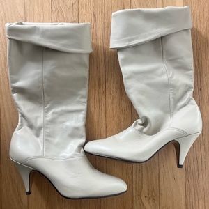 Vintage Cream Leather Boots with kitten heal.  Never worn!